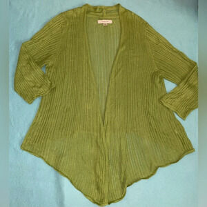 AVENUE crochet knit open front waterfall cardigan long sleeve sweater size 18-20